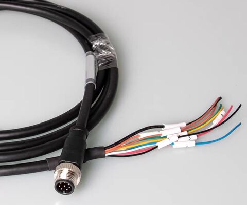 M12 Connector Waterproof Aviation Plug with Wires, 4/5/8 Pin Male and Female Overmolded Straight and Right-Angle Plugs for Sensor Connection