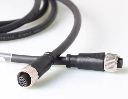 M12 Connector Waterproof Aviation Plug with Wires, 4/5/8 Pin Male and Female Overmolded Straight and Right-Angle Plugs for Sensor Connection